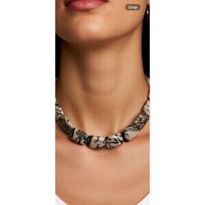 Rhodonite Chunky Stone Choker 14 Inch Pink Black 60g Statement